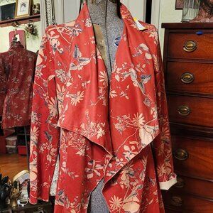 Anthropologie Solitaire Faux Suede Floral Jacket